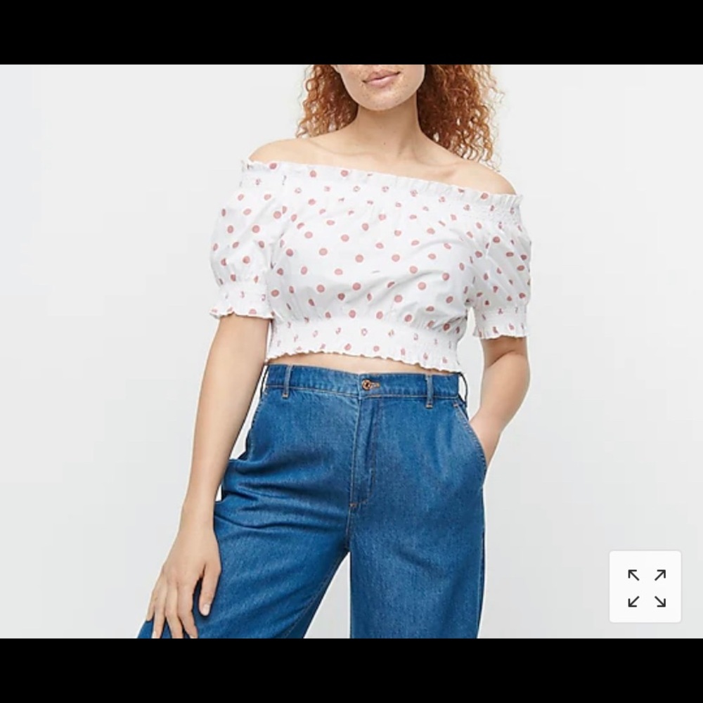 JCrew puff sleeve cropped smock top